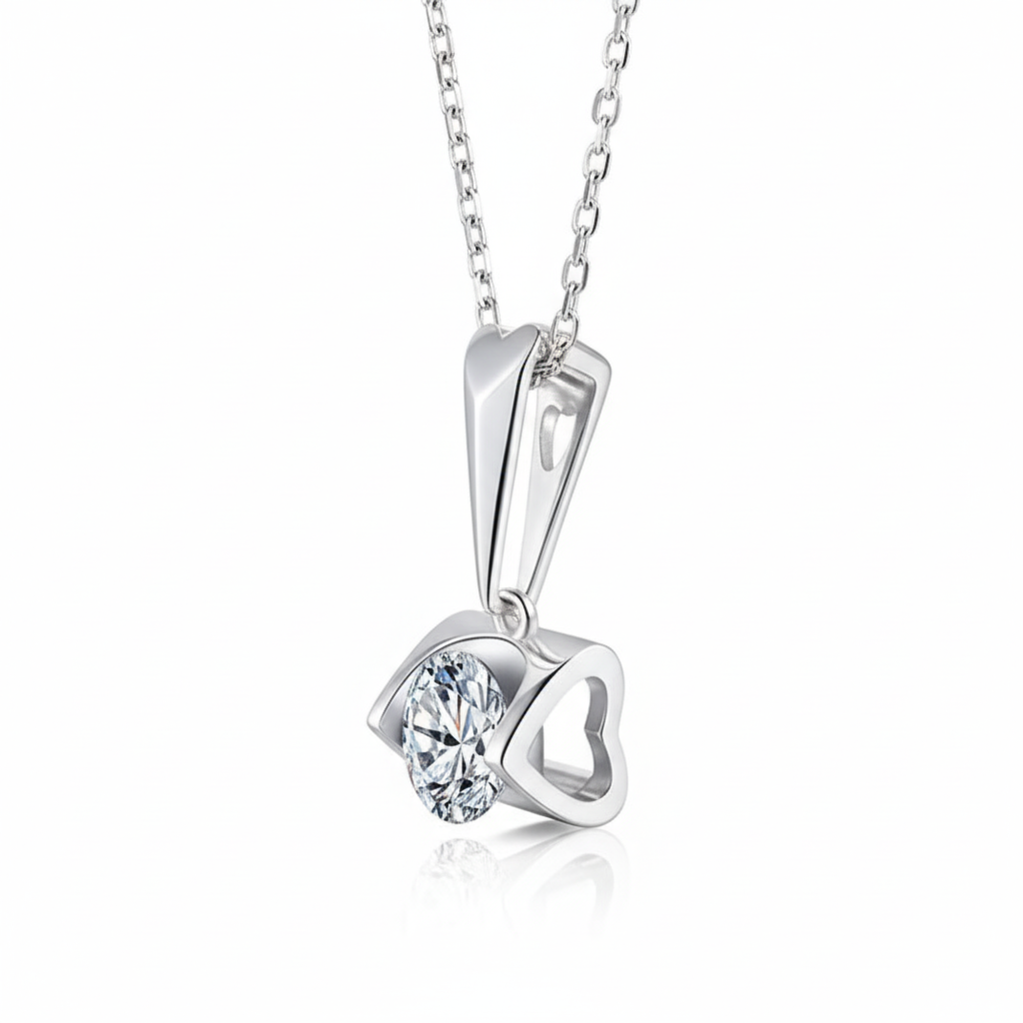 Round Heart Embrace Pendant Necklace