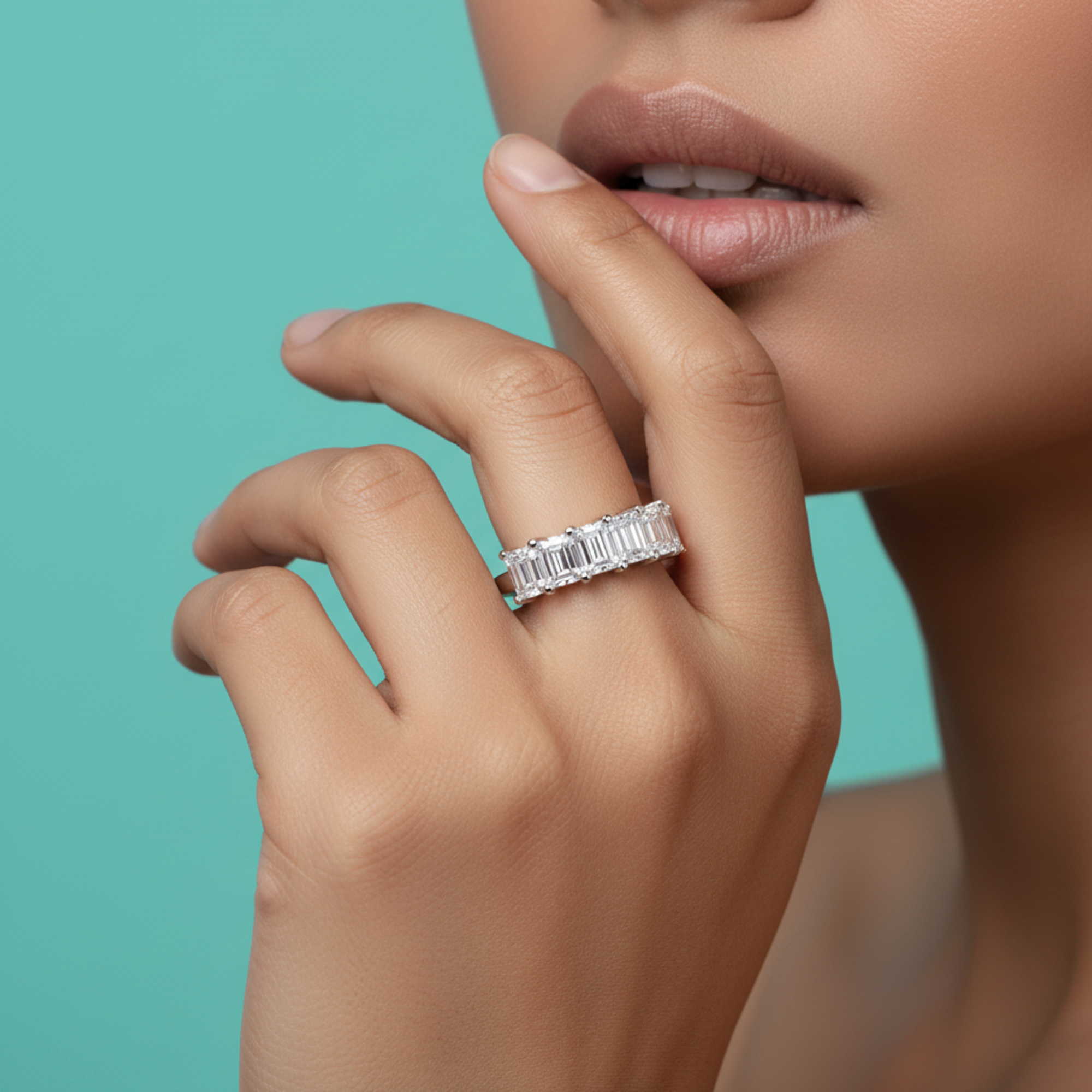 Seven Pillars Emerald Eternity Ring