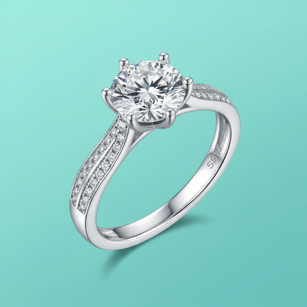 Cathedral Pavé Solitaire Ring