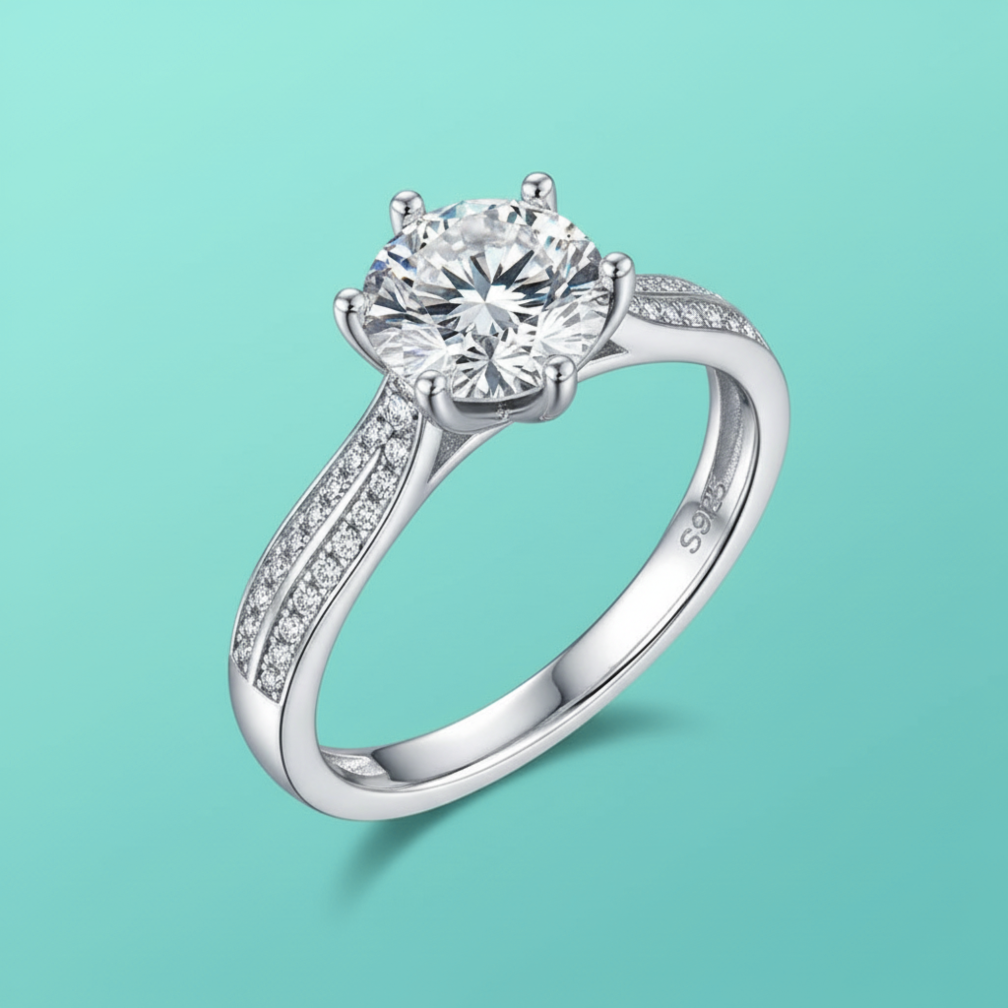 Cathedral Pavé Solitaire Ring