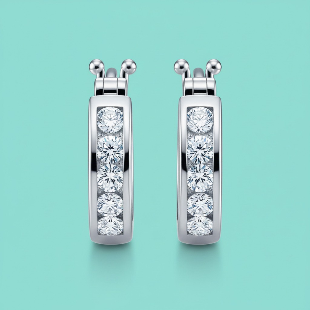 Channel Set Hoop Earrings