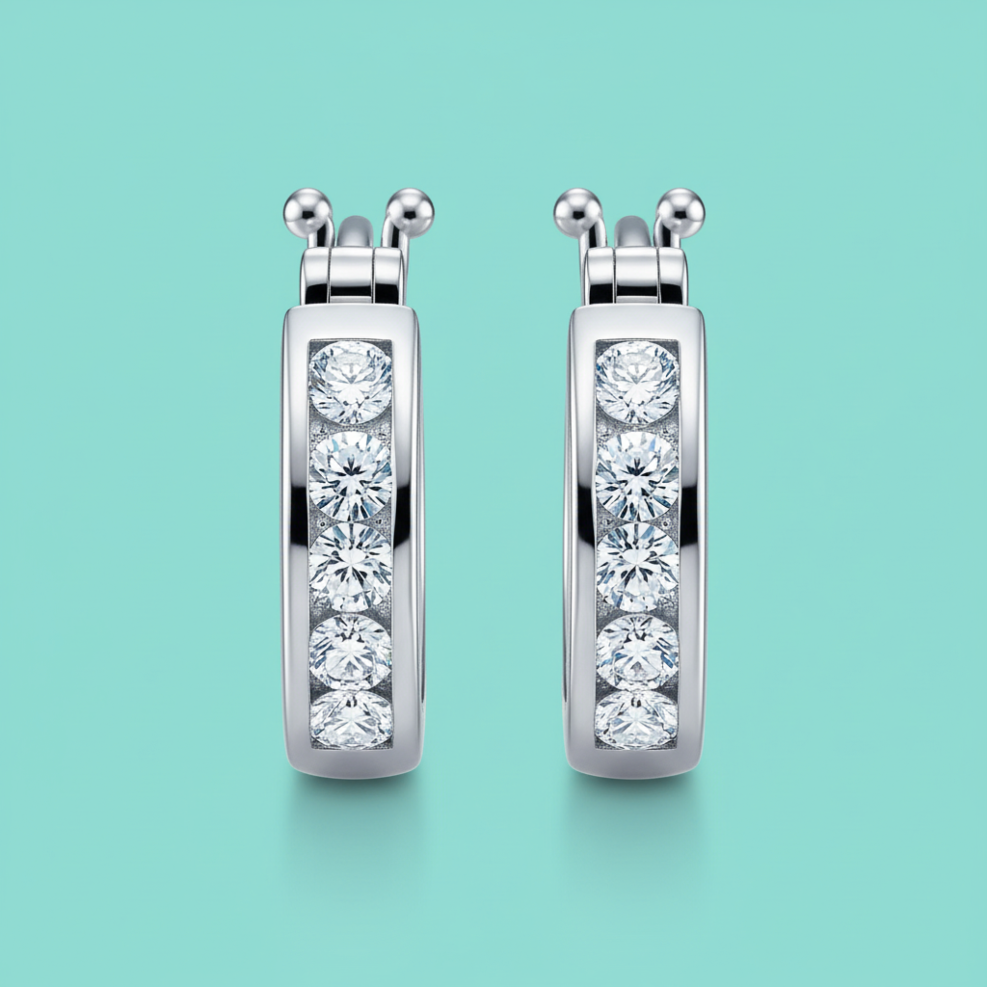 Channel Set Hoop Earrings