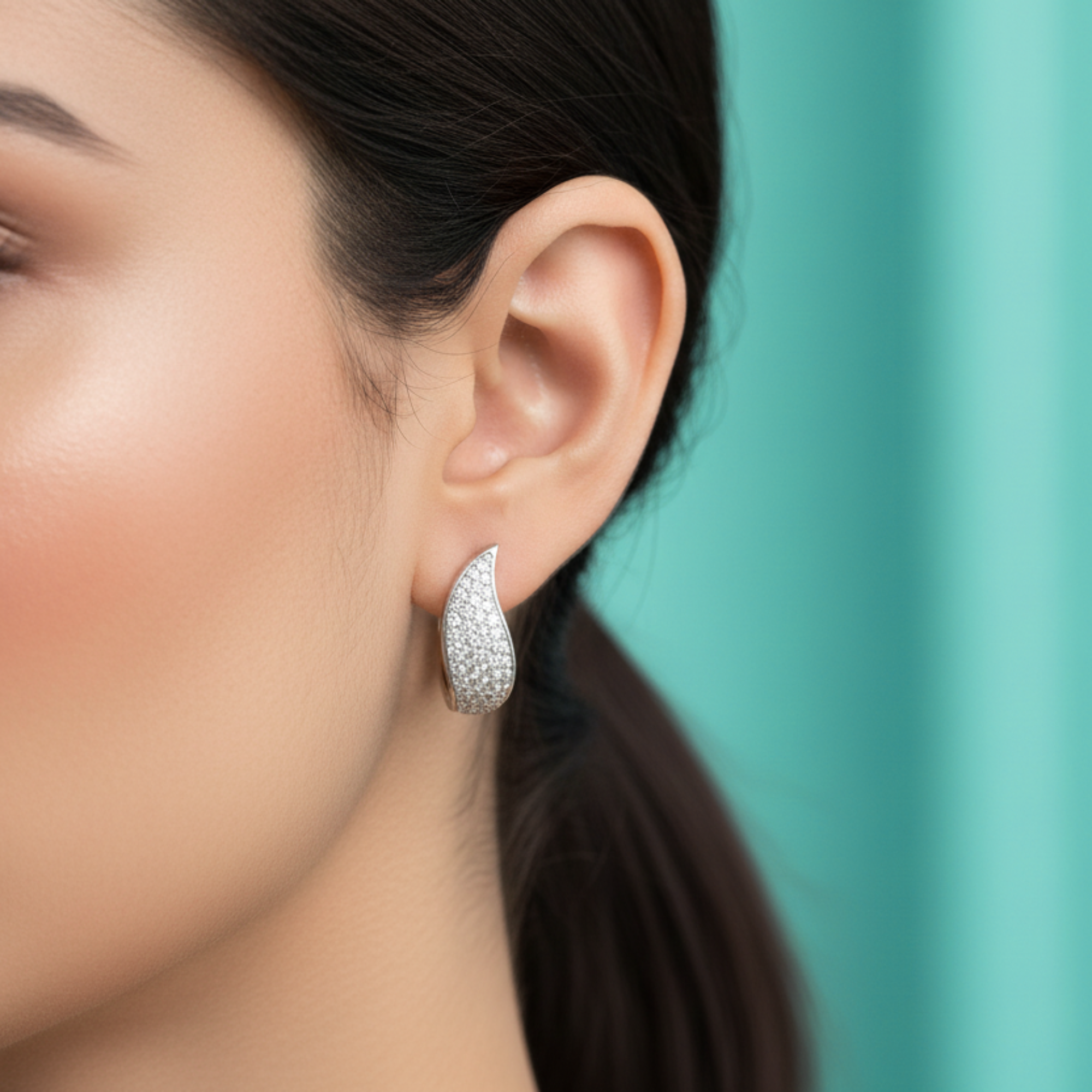 Curved Pavé Huggie Earrings