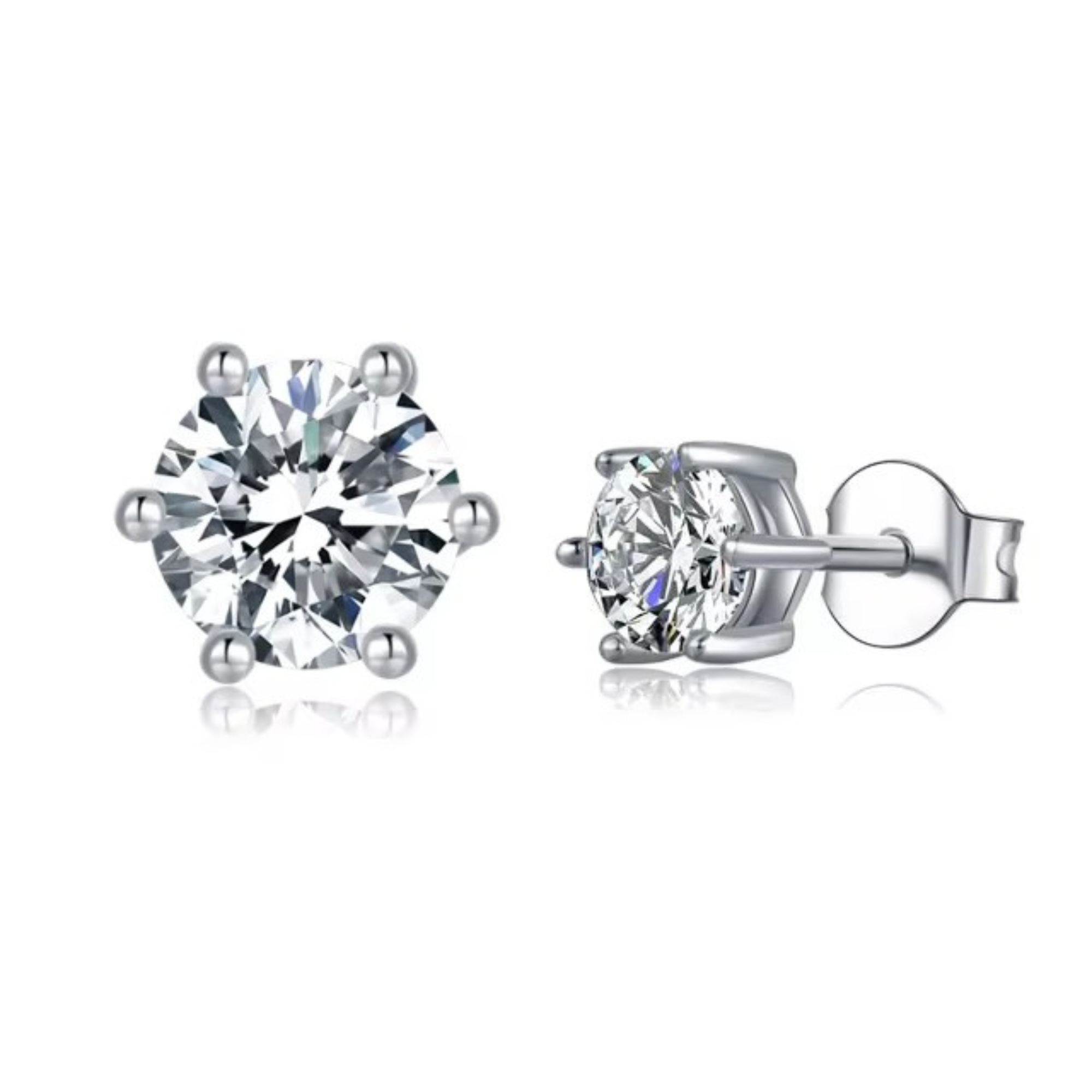 Round Six-Prong Stud Earrings