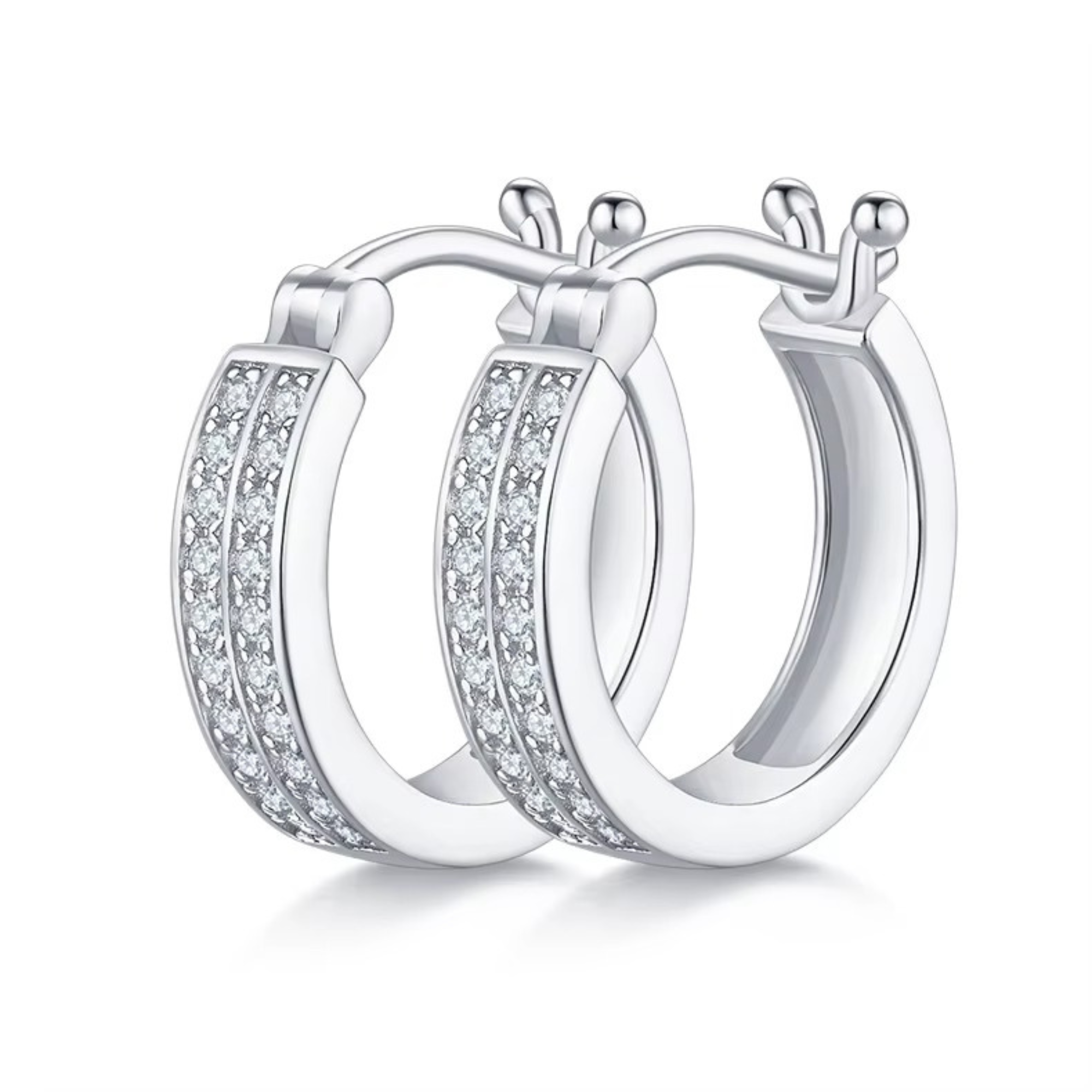 Double Row Pavé Hoop Earrings
