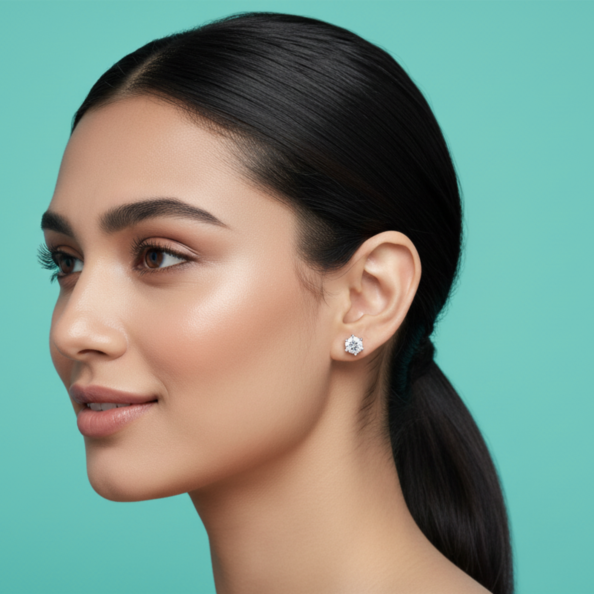 Round Six-Prong Stud Earrings