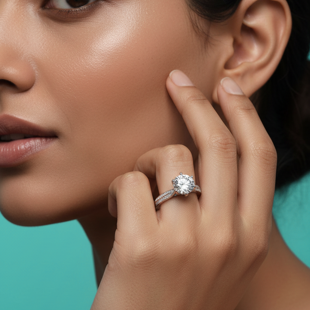 Cathedral Pavé Solitaire Ring