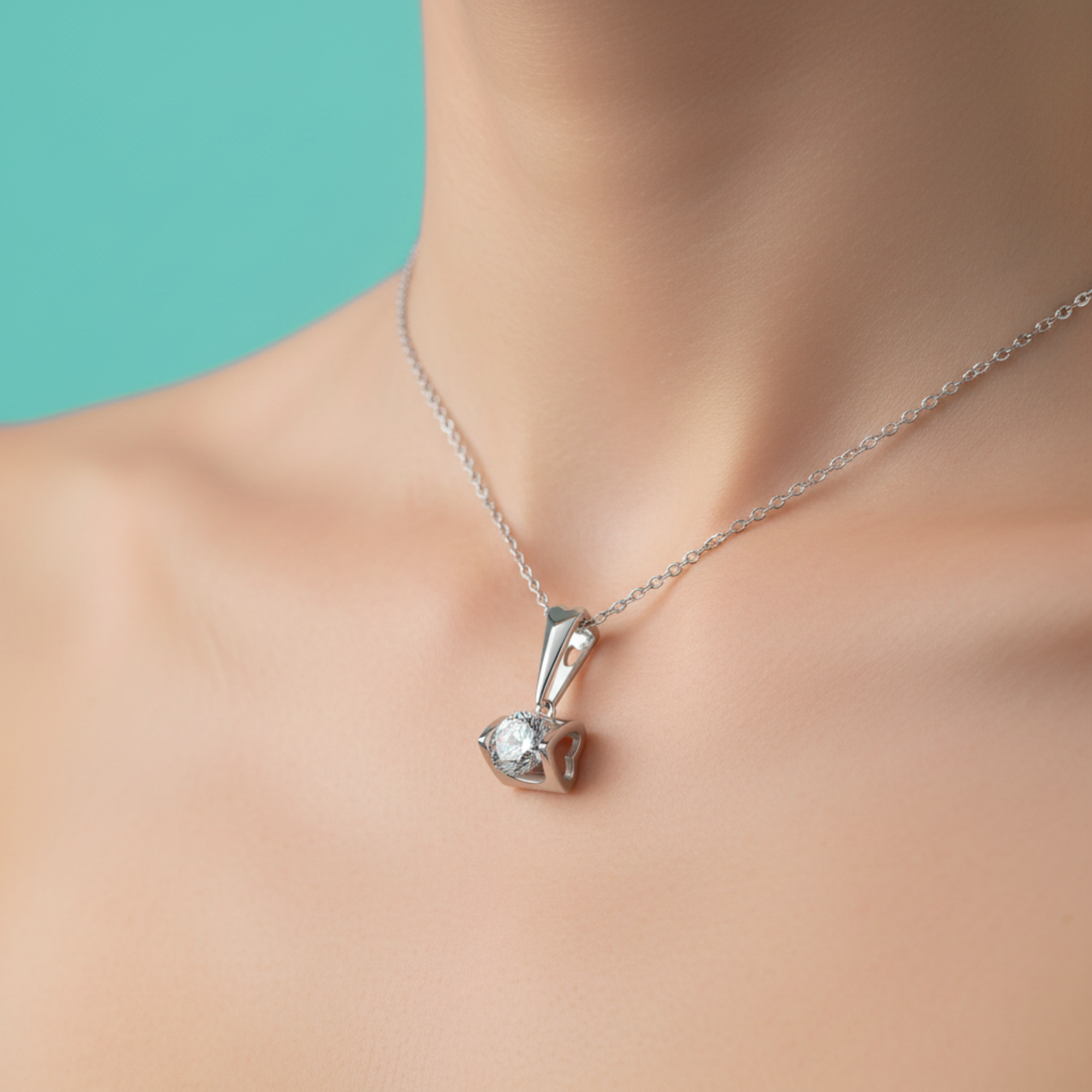 Round Heart Embrace Pendant Necklace