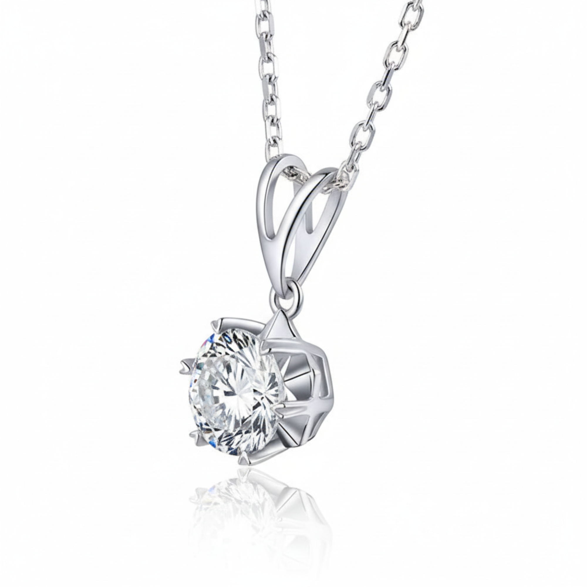 Round Six-Prong Classic Pendant Necklace