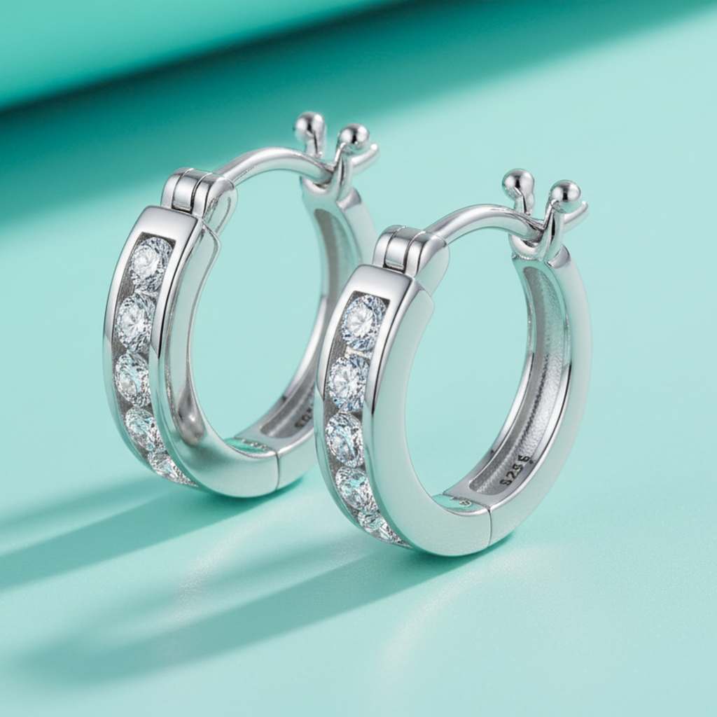 Channel Set Hoop Earrings