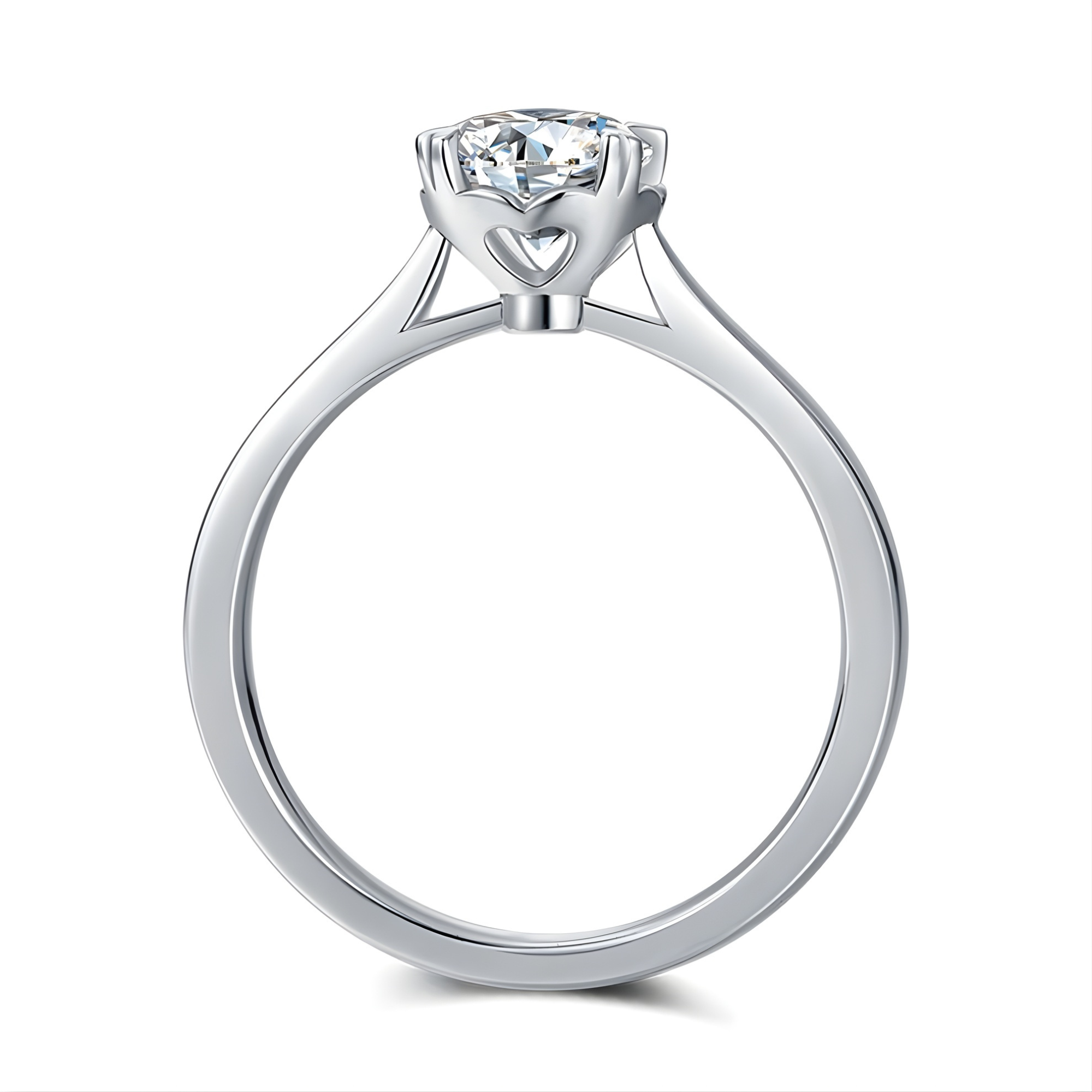 Round Heart Gallery Solitaire Ring