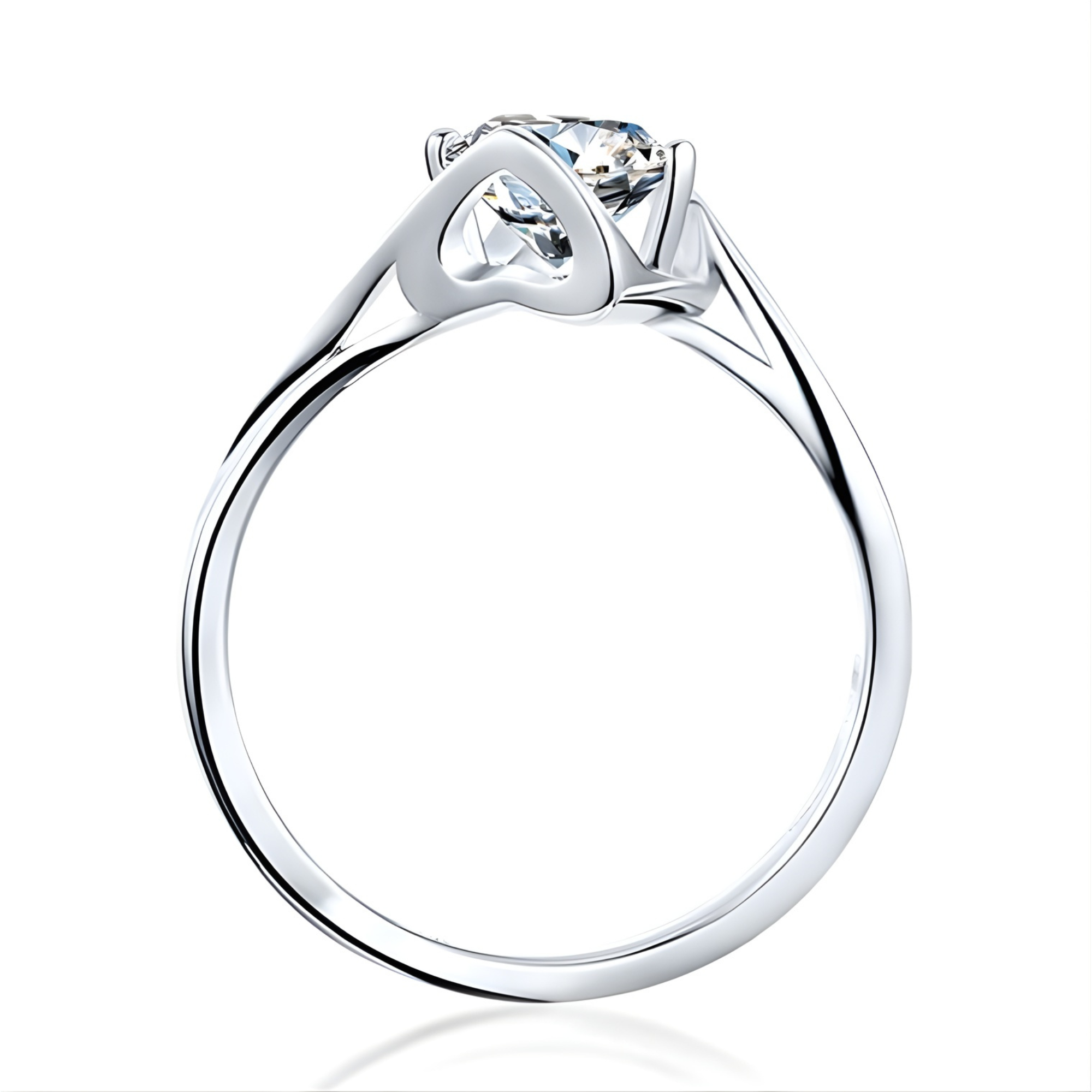 Round Heart Cathedral Solitaire Ring