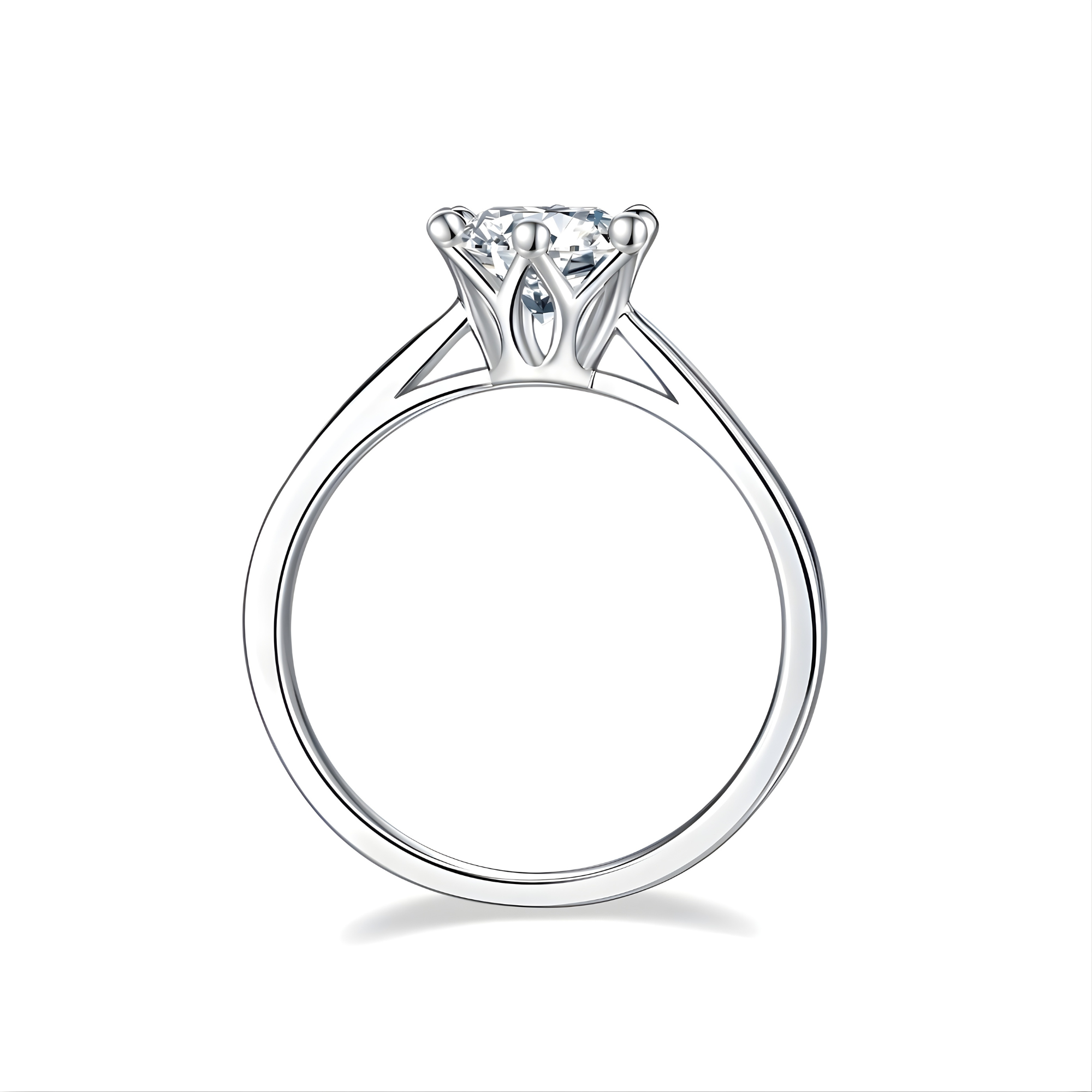 Round Cathedral Split Shank Solitaire Ring