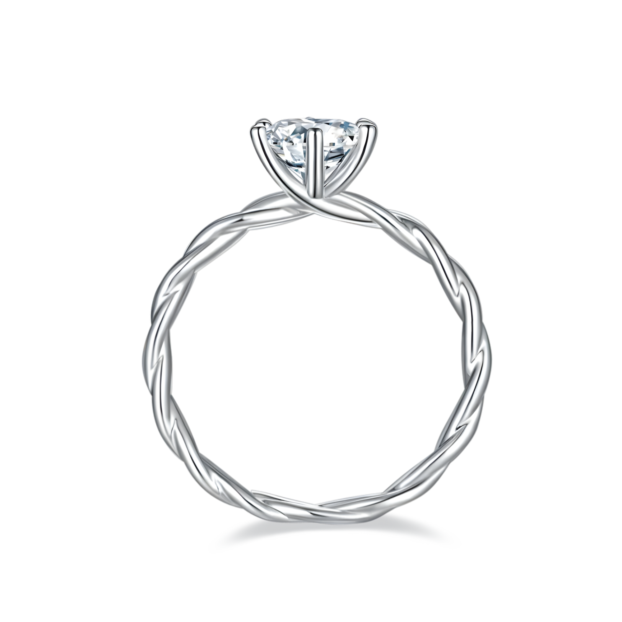 Round Rope Twist Solitaire Ring