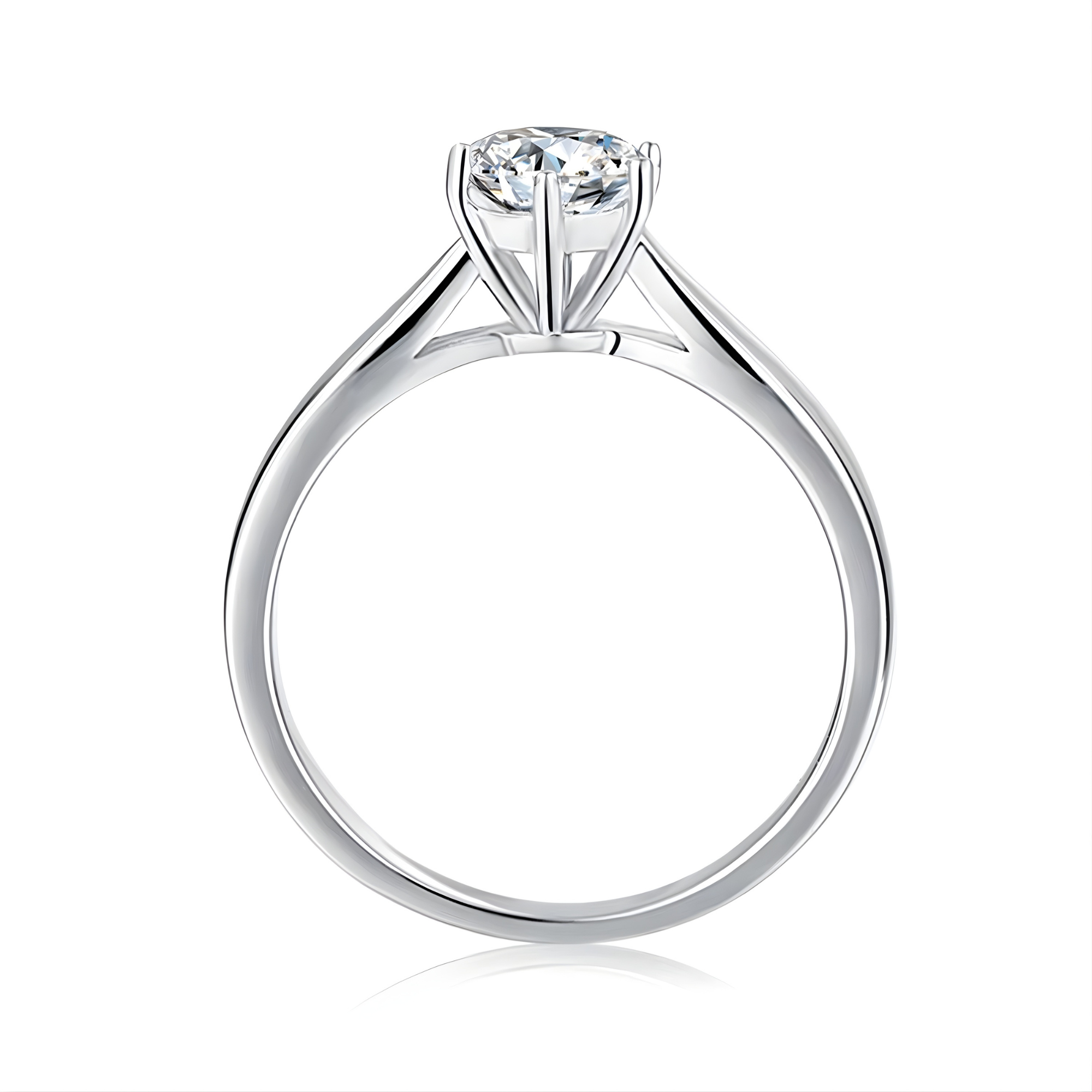 Round Tapered Cathedral Solitaire Ring