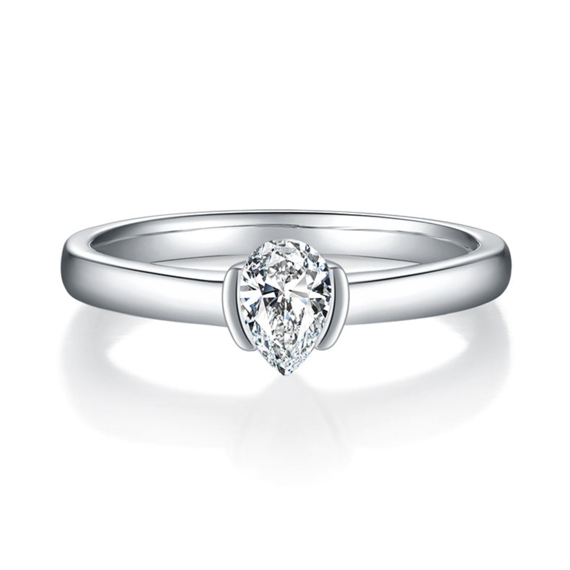 Pear Embrace Solitaire Ring