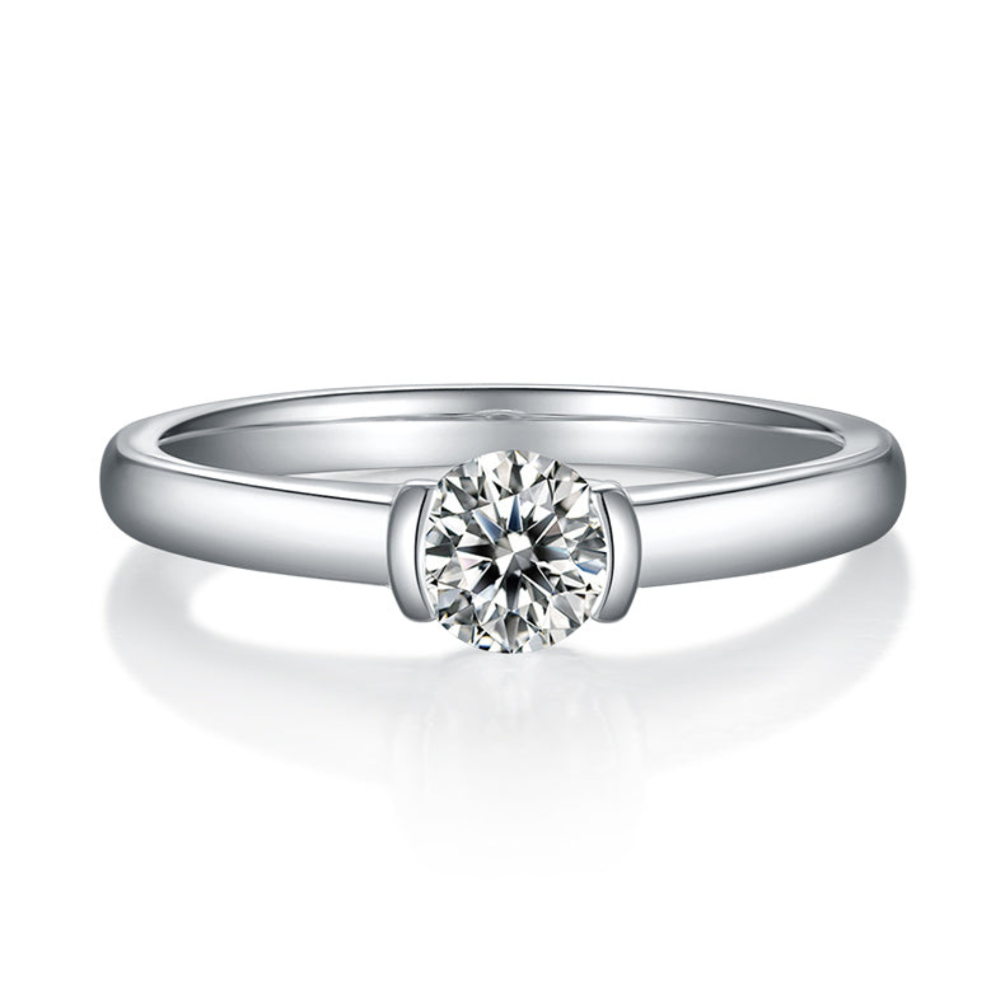 Round Bar Set Solitaire Ring