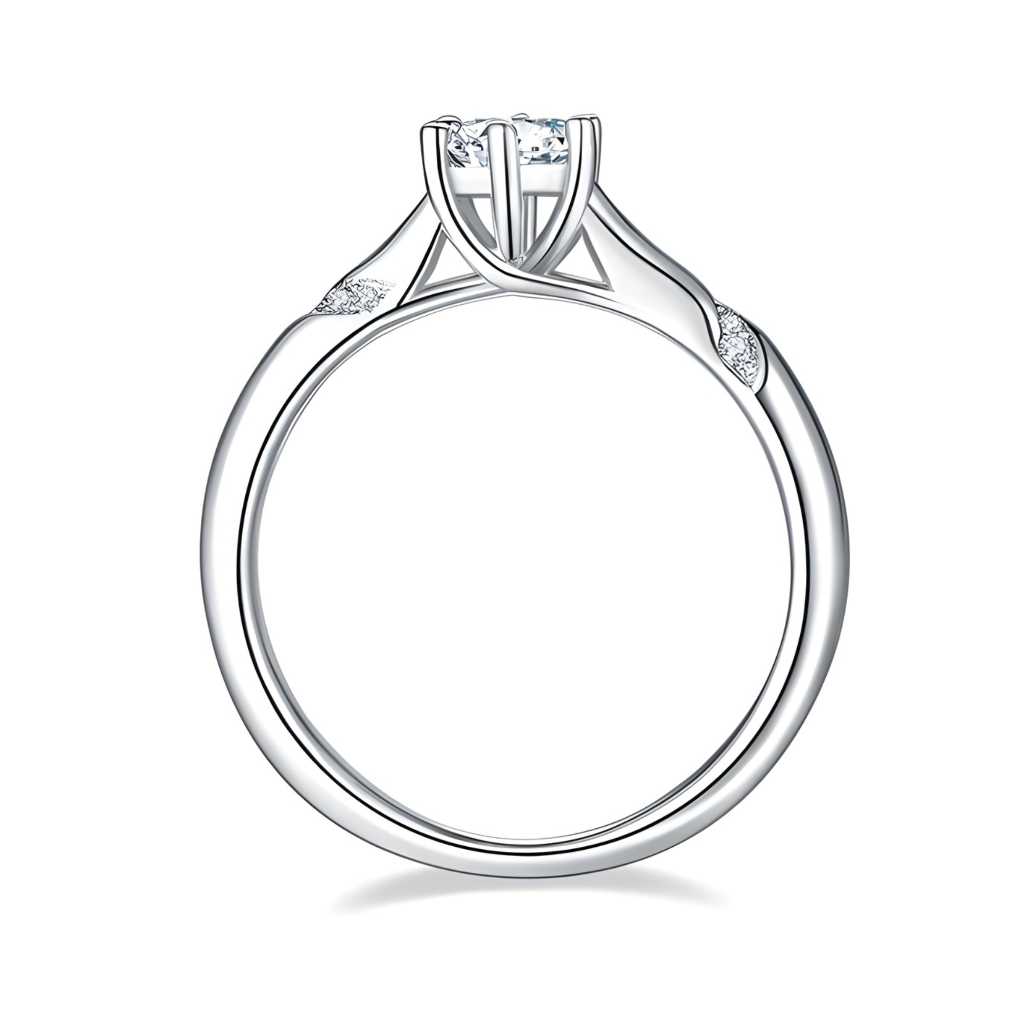 Round Cathedral Accent Solitaire Ring
