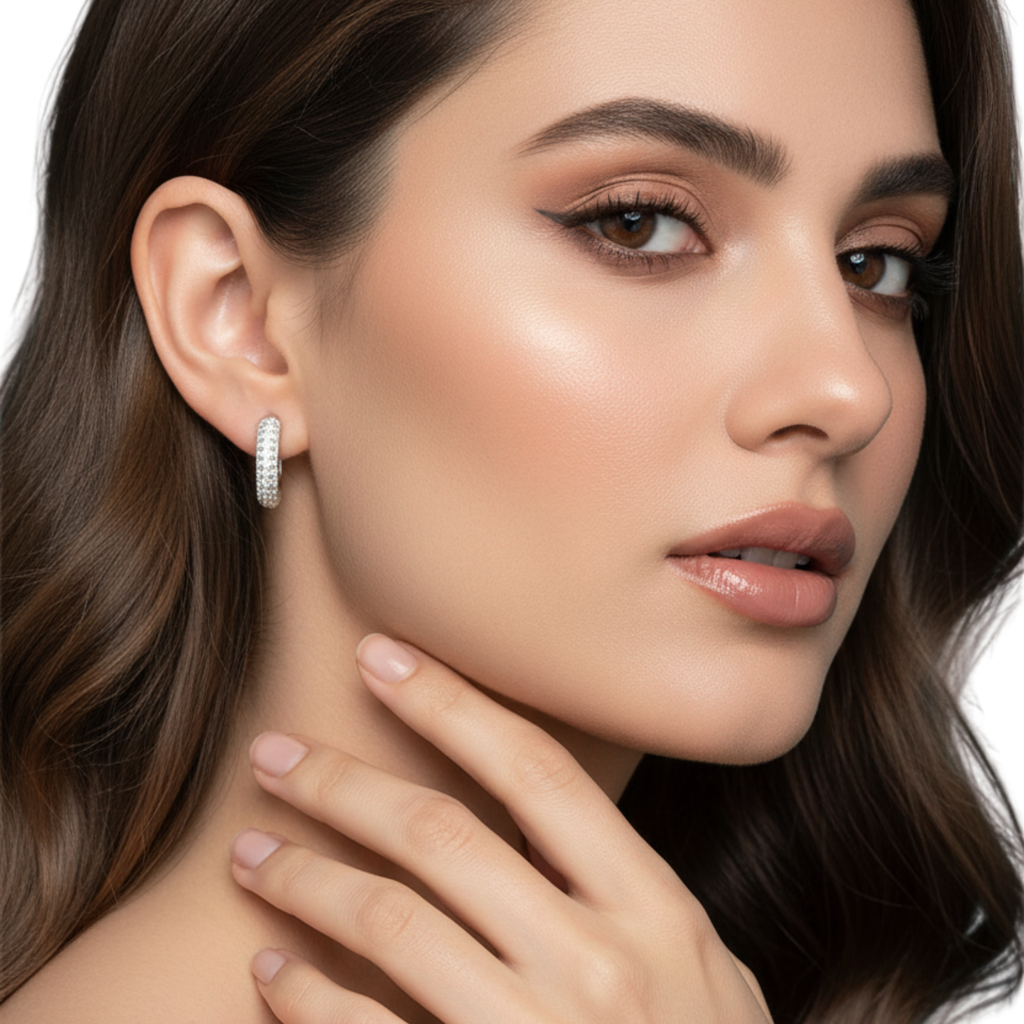 The Wide Pavé Hoops